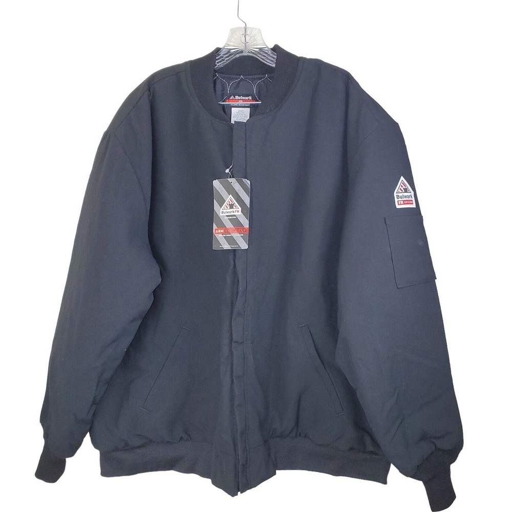 Bulwark Men’s Black Bomber Fire Resistant CAT 4 2112 Jacket, Size  XXL-RG